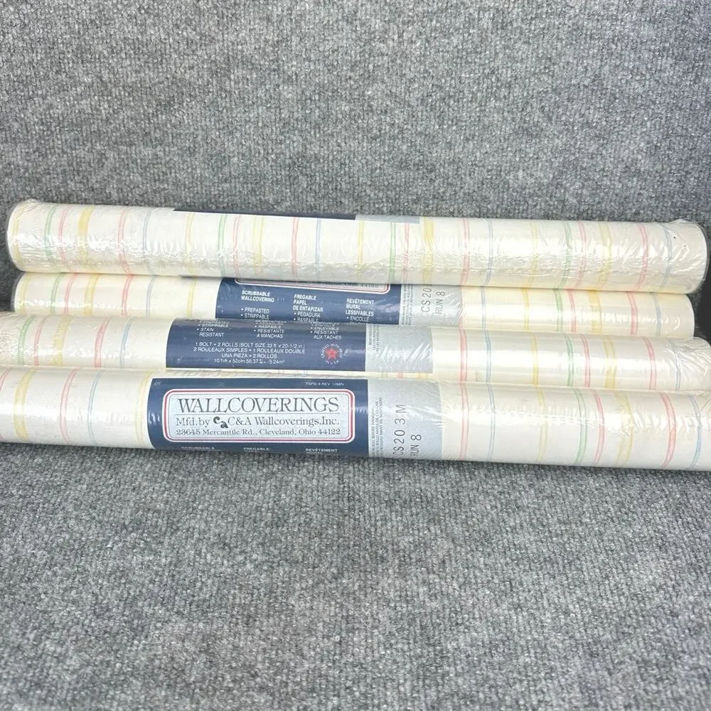 Vintage wallpaper pastel watercolor stripes 4 double rolls C&A Wallcoverings